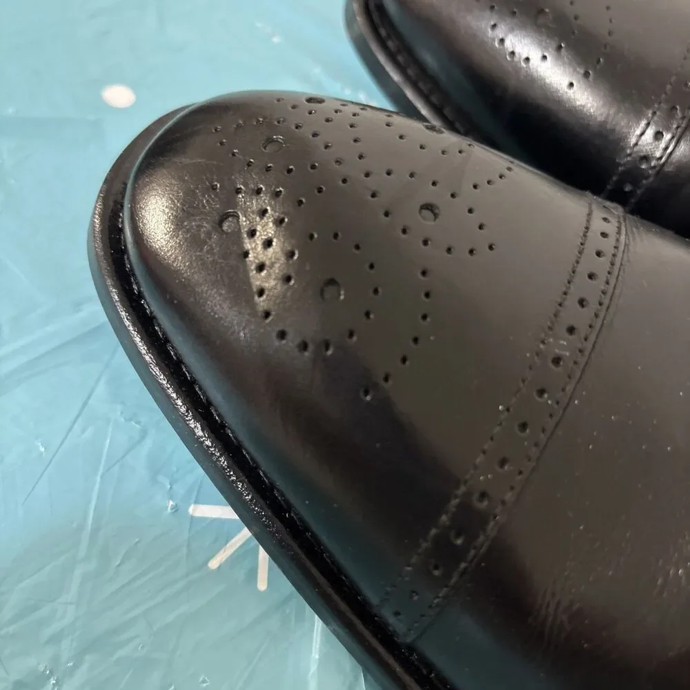 Johnston & Murphy Ellsworth Cap Toe Made in Italy Blk‎ Calfskin Leather 11.5M